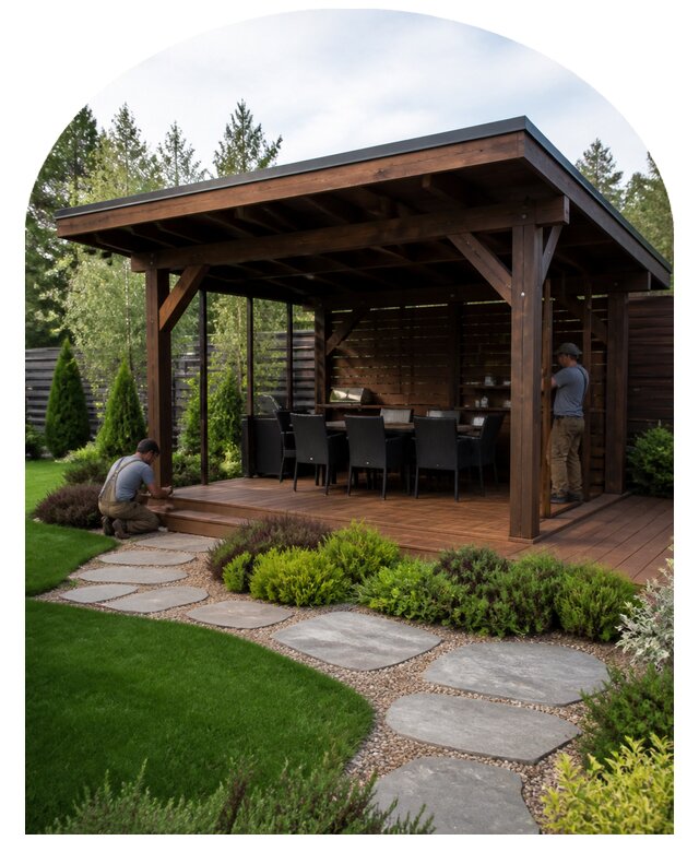 Беседка на участке под ключ в Острогожске по цене от 67802 р. | Метпроект-Стг